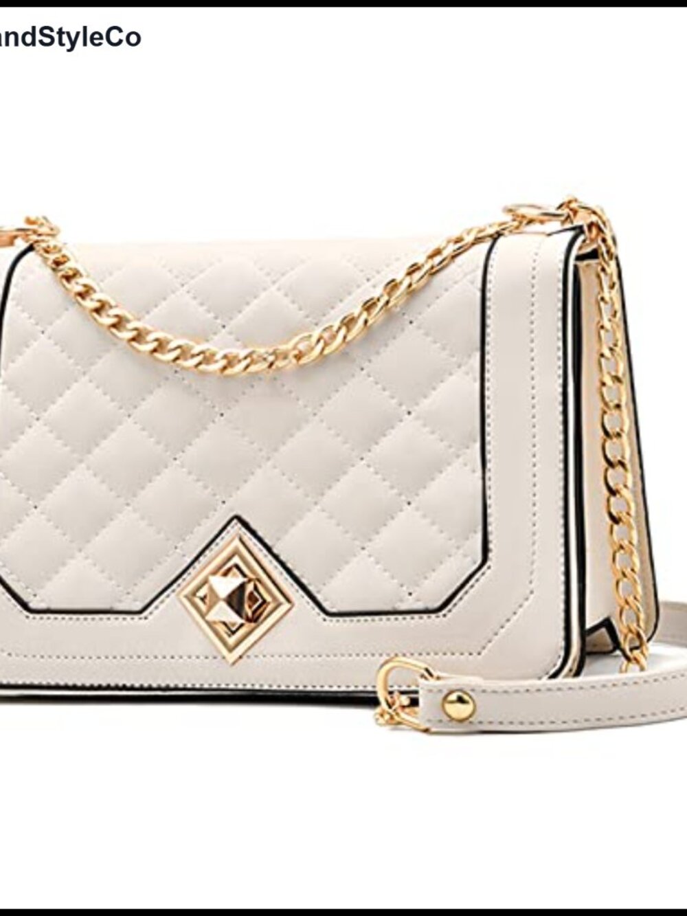Small Quilted PU Leather Crossbody Bag with Chain Strap